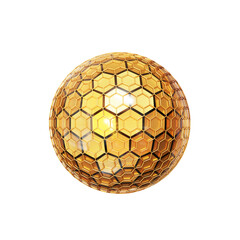 Aufkleber - 3d gold shape sphere with grid. Metal simple figure for your design on isolated background. 3d rendering illustration..