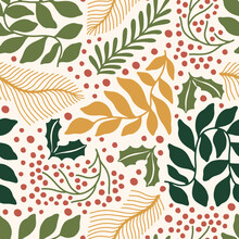 Holiday Poster Tile Christmas Wall Art Print Xmas Bell Leaf Botanical 70s Wall Art Clipart Holly Jolly Baby Card Merry Tree Seamless Pattern