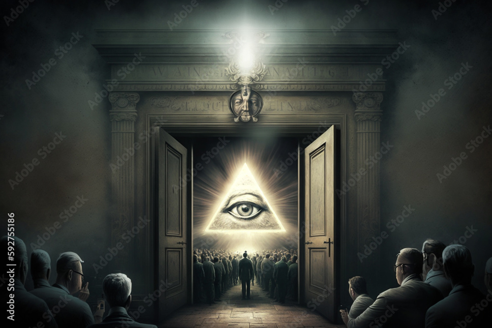 Illuminati meeting, all seeing eye pyramid, concept of secret societies ...