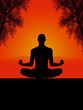 © © Raymond Orton - man yoga pose vector illustration. Meditation yoga icon. Yoga pose icon,  Created using generative AI tools.