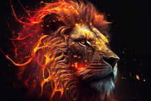 Fire Lion Backdrop. AI Generated