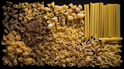 Variety of different pasta types. Italian Pasta. Generative art.