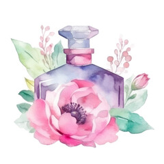 Watercolor perfume. Illustration AI Generative