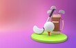 Isolated Playing Golf. 3D Illustration