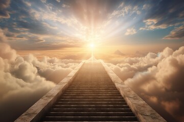 Stairway to heaven in glory gates of paradise meeting created with Generative AI technology