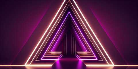 Poster - neon light with light triangles generative ai