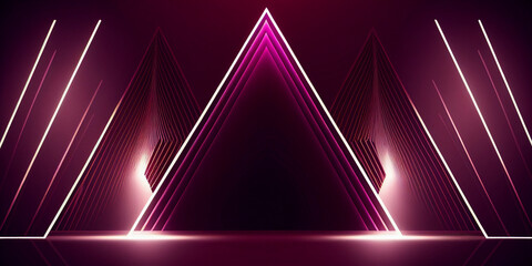 Poster - neon light with light triangles generative ai