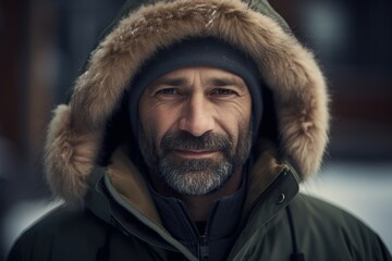 Poster - Portrait of a man with a gray beard in a winter jacket