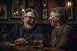 © ChaoticMind - Man and woman laughing at dinner in a restaurant Generative ai