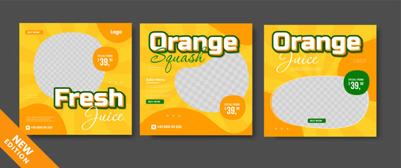 Sticker - Orange juice drink menu template for restaurant promotion