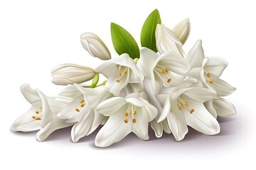 Sticker - fresh bouquet of white flowers with green foliage. Generative AI