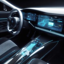 Autonomic Vehicle. Autonomous Vehicle. The Head-up Display. Technology For Automobiles. Generative Ai