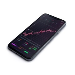 Poster - Stock market investments using smartphones to analyze trading data. smartphone with stock exchange graph on screen. generative ai