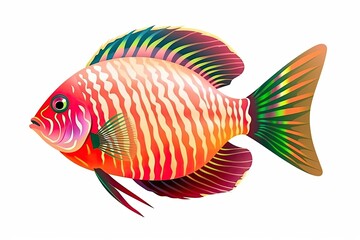 Wall Mural - vibrant fish on a blank white background. Generative AI