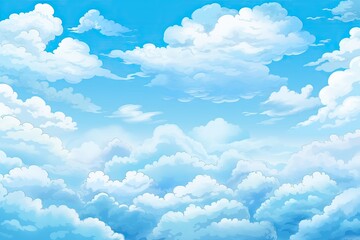 Sticker - serene blue sky with fluffy white clouds in the foreground. Generative AI