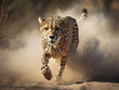 Cheetah Running, Front View . AI generated Illustration.