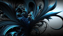 Abstract Black Blue Swirls Wallpaper. Generative AI.