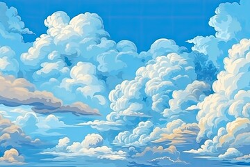 Wall Mural - cloudy sky with a mix of cumulus and stratus clouds. generative ai