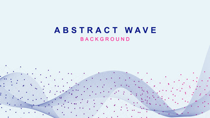 Wall Mural - Abstract geometric connected dots and lines with wave flow for science and technology background. Molecule,  medical, global network connection concept.