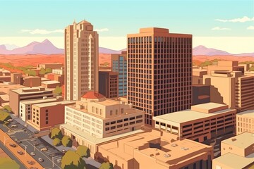 Wall Mural - bustling metropolis with towering skyscrapers. Generative AI