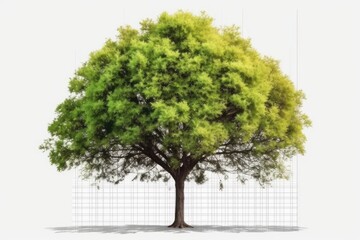 Wall Mural - lush green tree isolated on a white background. Generative AI