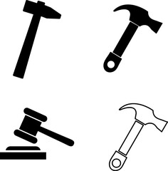 Poster - Hammer icon set vector illustration on white background 