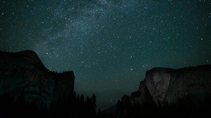 Wall Mural - Yosemite National Park Milky Way Galaxy Above Half Dome and Royal Arch Sierra Nevada Mountains California USA