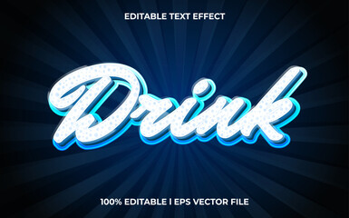 Poster - Drink 3d text effect and editable text, template 3d style use for blue tittle