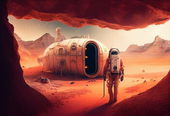 Life on Mars, conceptual illustration. Generative AI