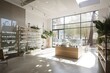 calm and serene dispensary with natural lighting and minimalist furnishings, created with generative ai