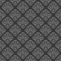 Sticker - Seamless vector gray background ornate decorative leaves in art deco style.