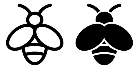 Poster - ofvs354 OutlineFilledVectorSign ofvs - bee vector icon . honey bee sign . isolated transparent . black outline and filled version . AI 10 / EPS 10 / PNG . g11694