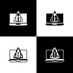 Sticker - Set Business startup project concept icon isolated on black and white background. Symbol of new business, entrepreneurship, innovation and technology. Vector