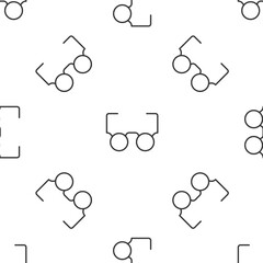 Wall Mural - Grey line Glasses icon isolated seamless pattern on white background. Eyeglass frame symbol. Vector