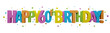 3D render of colorful HAPPY 60th BIRTHDAY! banner with dots on transparent background