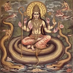 vishnu on snake fantasy image generative AI