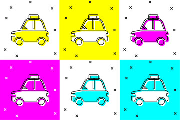 Poster - Set Pet car taxi icon isolated on color background. Vector