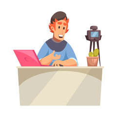 Poster - Cartoon Vlogger Illustration