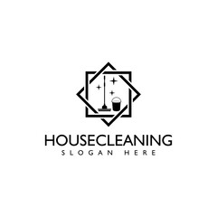 Sticker - House Cleaning service icon isolated on transparent dark background