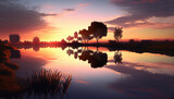 Fototapeta Krajobraz - Early Morning Reflections A Gorgeous Sunrise Scene. 