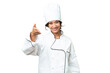 © luismolinero - Young chef Argentinian woman over isolated background shaking hands for closing a good deal