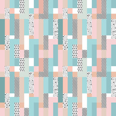 Sticker - Seamless abstract rectangle background illustration. Pattern from pieces of different textures. Patchwork.