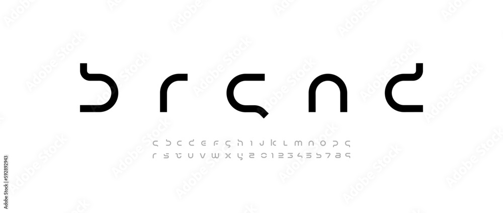 Technology science font, digital cyber alphabet made futurism style ...