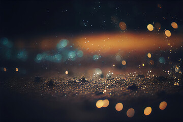 Wall Mural - magical particles floating in dark bokeh background (generative ai)