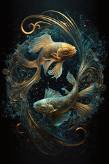 Wall Mural - pisces astrological sign in space generative ai