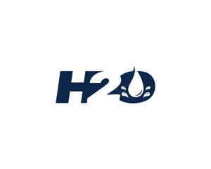 H2o Letter or Water Drop Simple Unique Logo Design Concept Vector Icon Template.