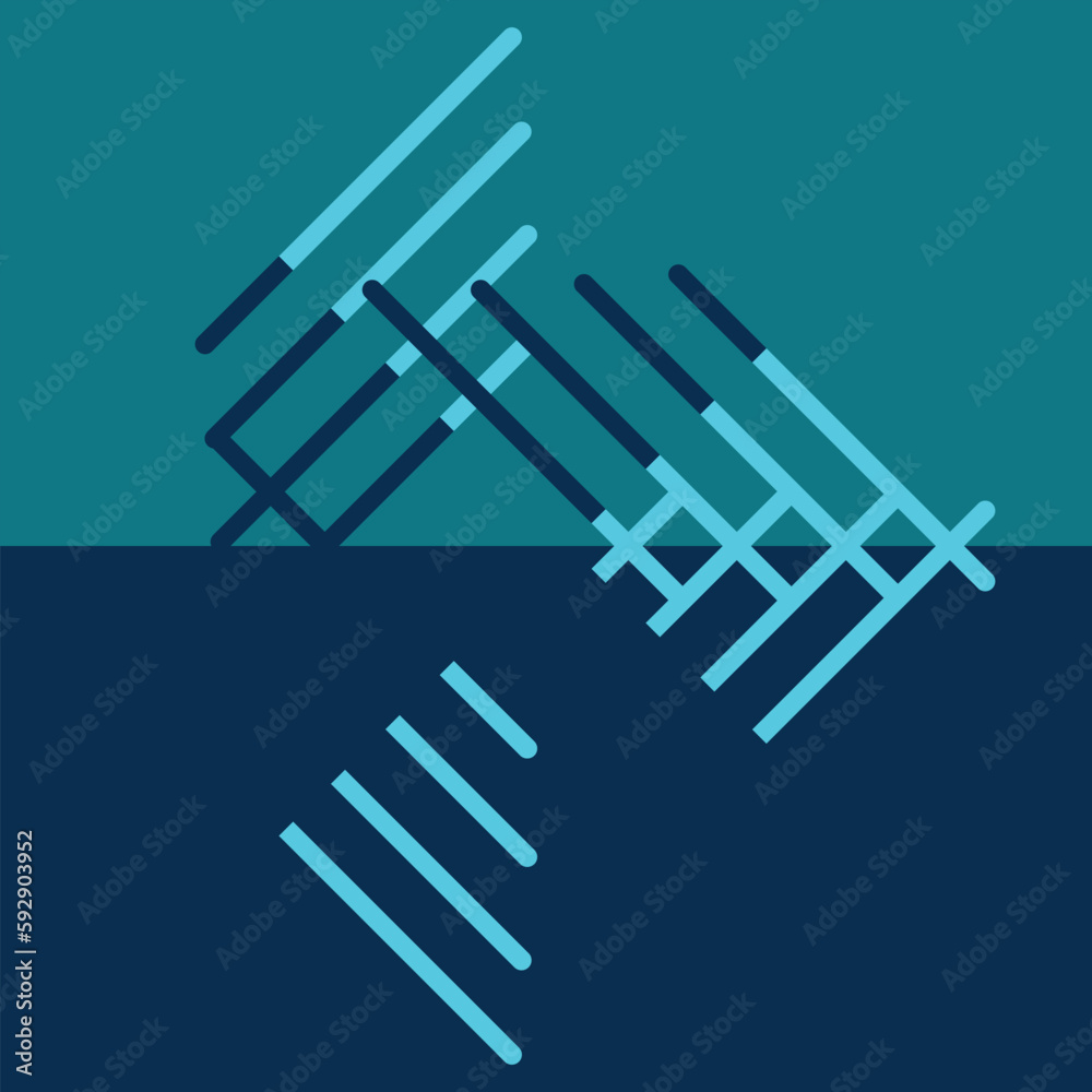 vector abstraction of blue stripes and lines, two halves, separation, logo of two colors