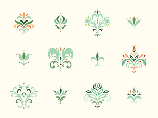 Wall Mural - damask graphic elements. oriental floral ornament. imperial rococo, baroque and royal victorian desi