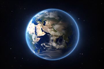Wall Mural - realistic earth planet in space. created with generative ai technology