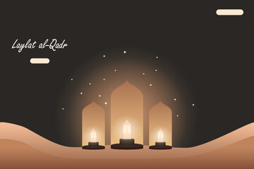 Wall Mural - The Muslim feast of the holy month of Ramadan Laylat al Qadr. Vector illustration template for greeting or invitation card, banner, flyer, poster design, website.